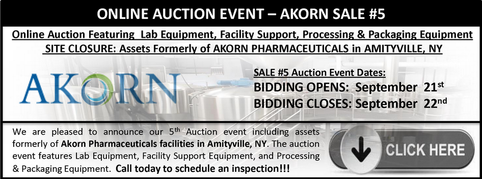 ONLINE AUCTION - SITE CLOSURE - Assets Formerly of AKORN PHARMACEUTICALS (Amityville, NY)