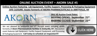 ONLINE AUCTION - SITE CLOSURE - Assets Formerly of AKORN PHARMACEUTICALS (Amityville, NY)
