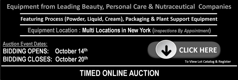 ONLINE AUCTION - Equipment from Leading Beauty, Personal Care & Nutraceutical Companies