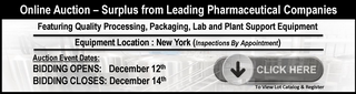 ONLINE AUCTION - Surplus Equipment from Leading Pharmaceutical Companies